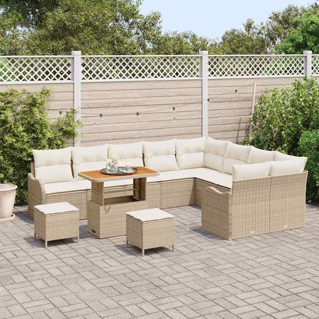 Set Divano da Giardino 12 pcs Beige polyrattan - homemem39