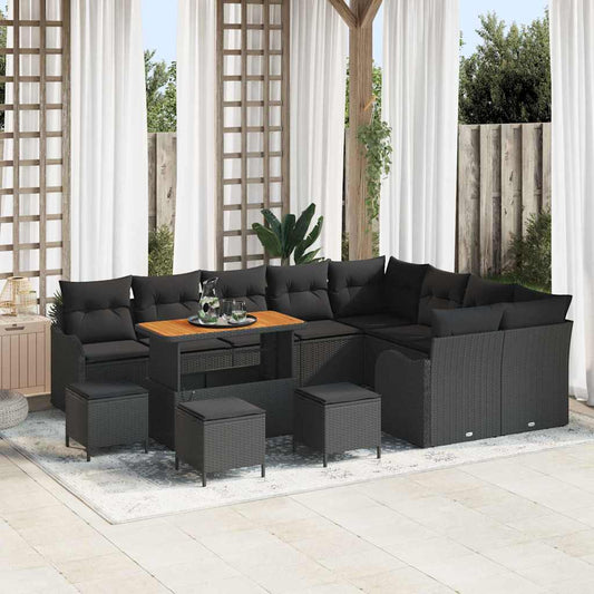 Set Divano da Giardino 13 pcs Nero polyrattan - homemem39