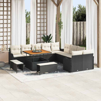 Set Divano da Giardino 13 pcs Nero polyrattan - homemem39