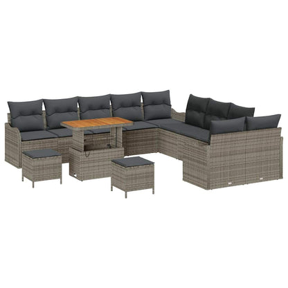 Set Divano da Giardino 13 pcs Grigio polyrattan
