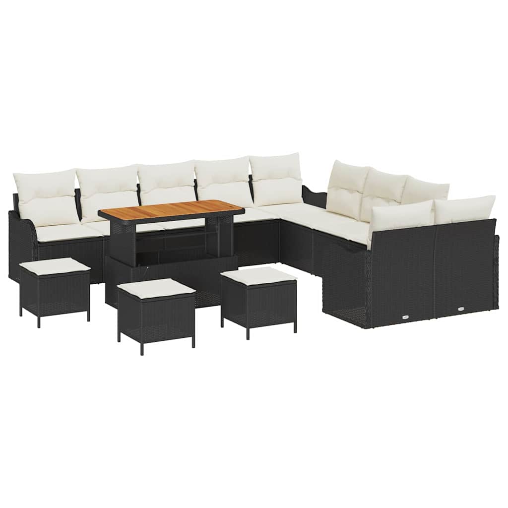 Set Divano da Giardino 14 pcs Nero polyrattan - homemem39