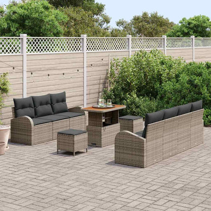Set Divano da Giardino con cuscino 10 pcs Grigio Poly Rattan - homemem39