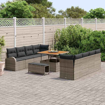 Set Divano da Giardino con cuscino 11 pcs Grigio Poly Rattan - homemem39
