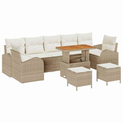 Set Divano da Giardino con cuscino 10 pcs Beige Poly Rattan - homemem39
