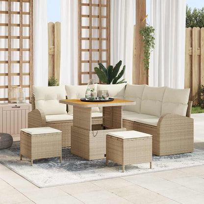 Set Divano da Giardino con cuscino 8 pcs Beige Poly Rattan - homemem39