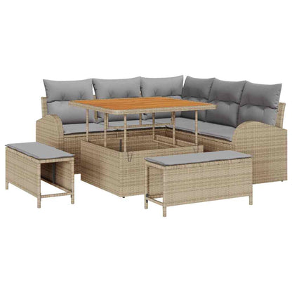 Set Divano da Giardino con cuscino 8 pcs Beige Poly Rattan - homemem39