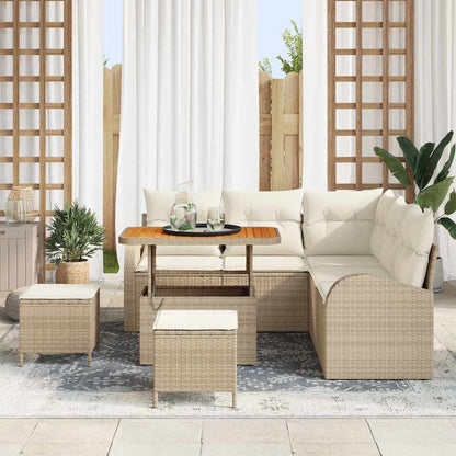Set Divano da Giardino con cuscino 8 pcs Beige Poly Rattan - homemem39