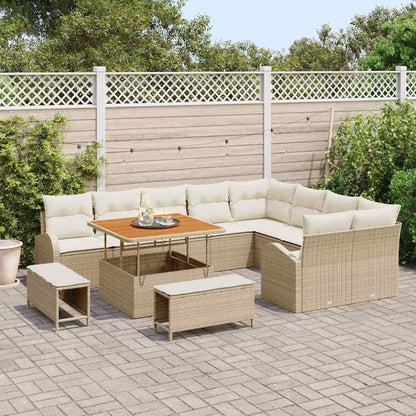 Set Divano da Giardino con cuscino 12 pcs Beige Poly Rattan - homemem39