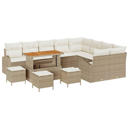 Set Divano da Giardino con cuscino 13 pcs Beige Poly Rattan - homemem39