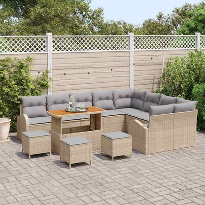 Set Divano da Giardino con cuscino 13 pcs Beige Poly Rattan - homemem39
