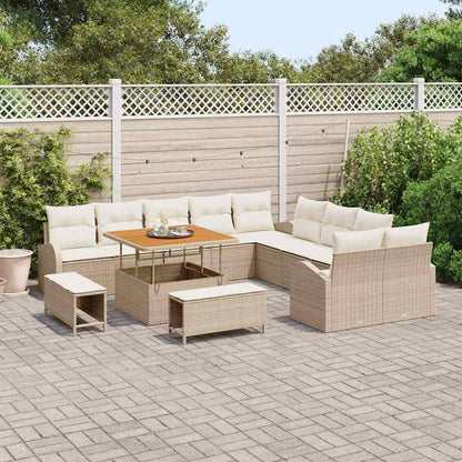 Set Divano da Giardino con cuscino 13 pcs Beige Poly Rattan - homemem39