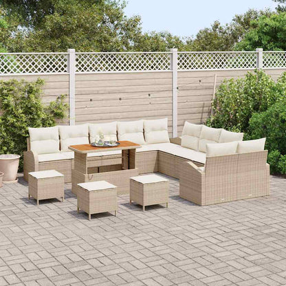 Set Divano da Giardino con cuscino 14 pcs Beige Poly Rattan - homemem39