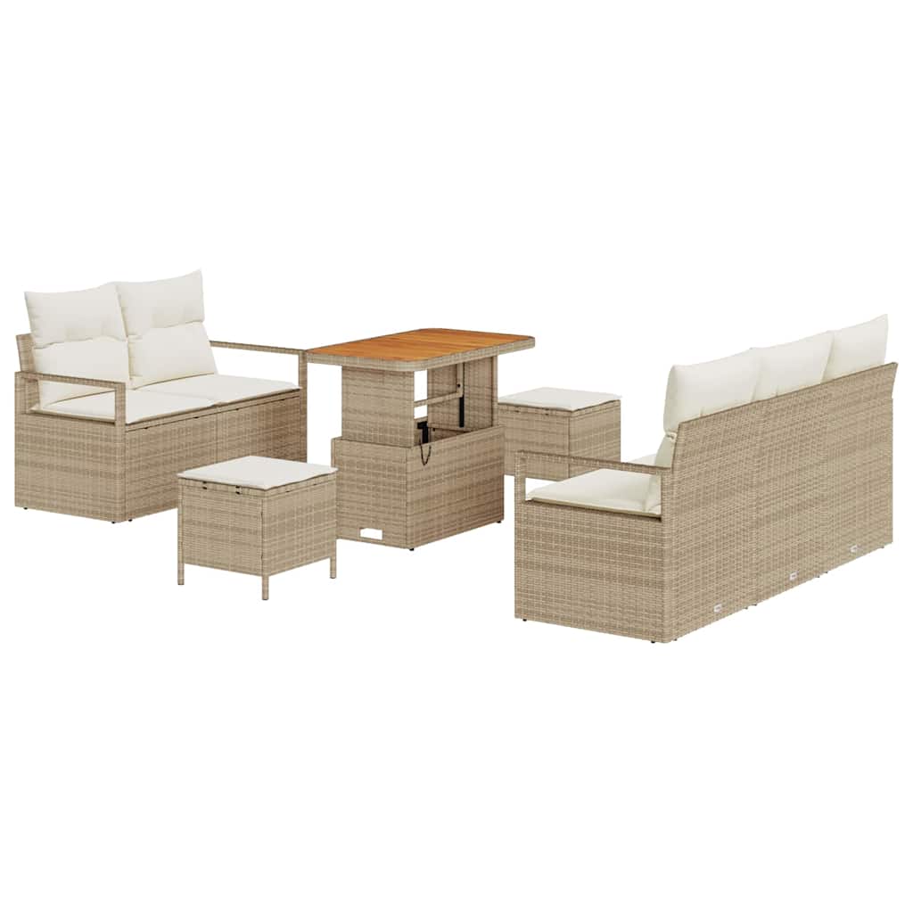 Set Divano da Giardino con cuscino 8 pcs Beige Poly Rattan - homemem39