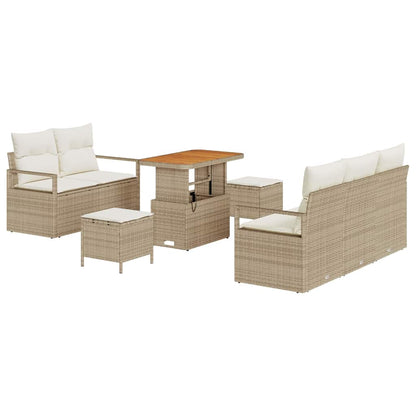 Set Divano da Giardino con cuscino 8 pcs Beige Poly Rattan - homemem39