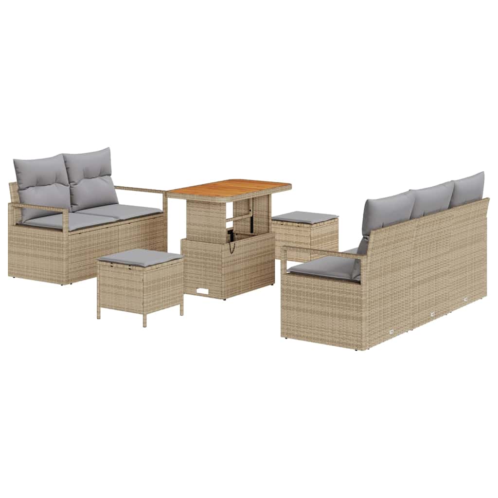 Set Divano da Giardino con cuscino 8 pcs Beige Poly Rattan - homemem39