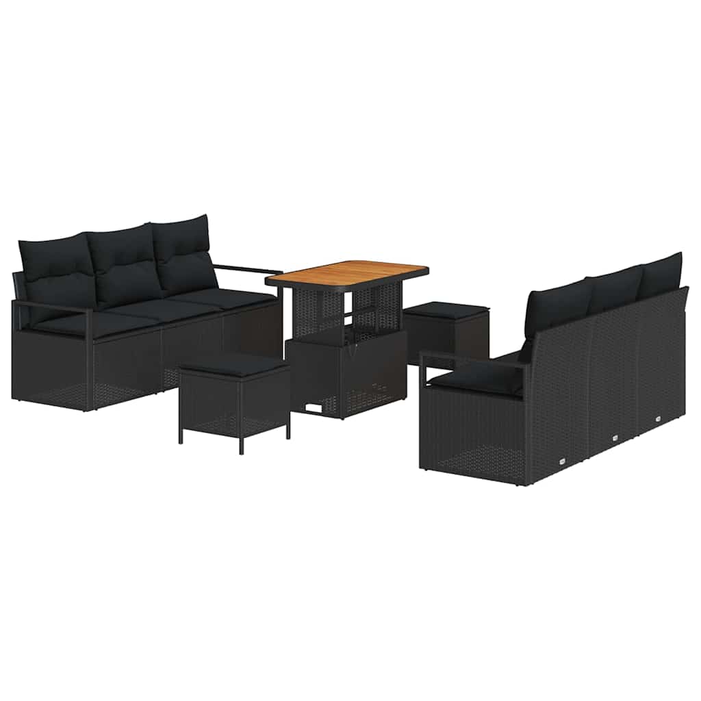 Set Divano da Giardino 9 pz Nero polyrattan | homemem39