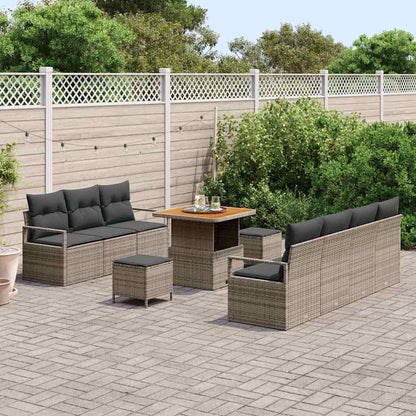 Set Divano da Giardino con cuscino 10 pcs Grigio polyrattan | homemem39