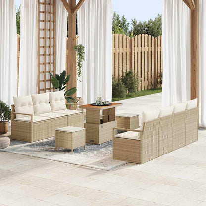 Set Divano da Giardino con cuscino 10 pcs Beige Poly Rattan - homemem39