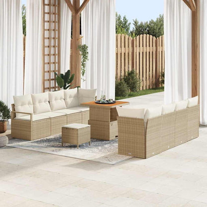 Set Divano da Giardino con cuscino 11 pcs Beige Poly Rattan - homemem39