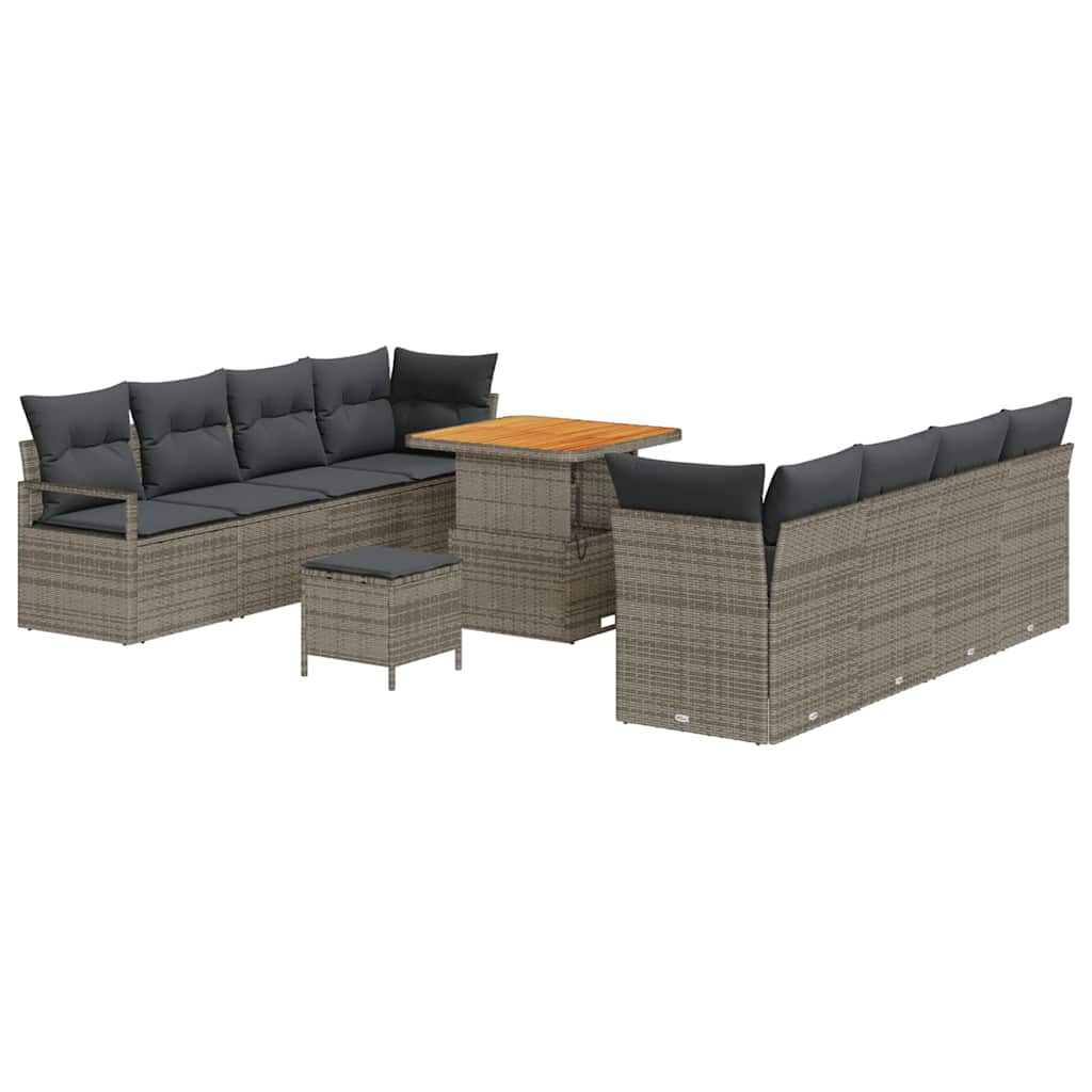 Set Divano da Giardino con cuscino 11 pcs Grigio polyrattan | homemem39