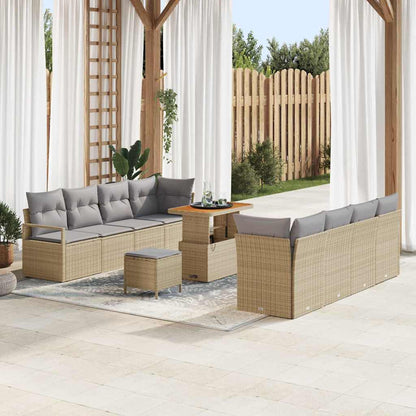Set Divano da Giardino con cuscino 11 pcs Beige Poly Rattan - homemem39