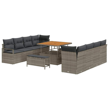 Set Divano da Giardino con cuscino 11 pcs Grigio polyrattan