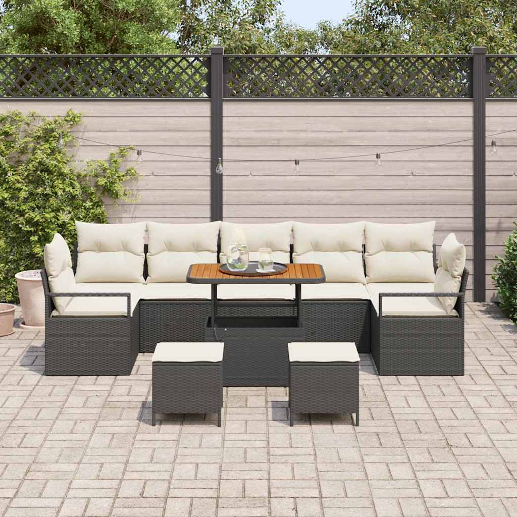 Set Divano da Giardino 10 pz Nero polyrattan | homemem39