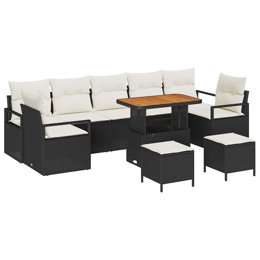 Set Divano da Giardino 10 pz Nero polyrattan | homemem39