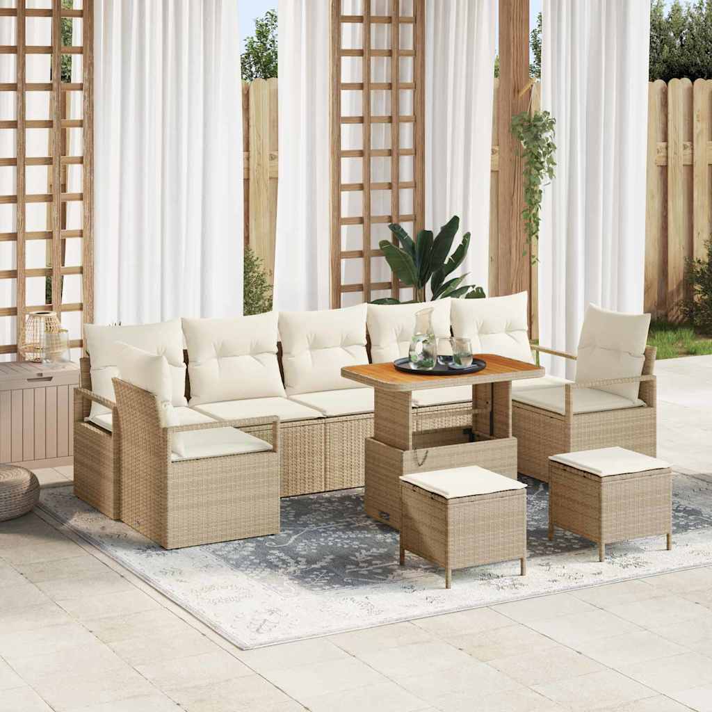 Set Divano da Giardino 10 pcs Beige Poly Rattan - homemem39