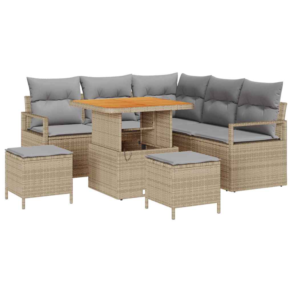 Set Divano da Giardino con cuscino 8 pcs Beige Poly Rattan - homemem39