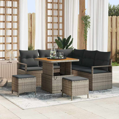 Set Divano da Giardino con cuscino 8 pcs Grigio Poly Rattan