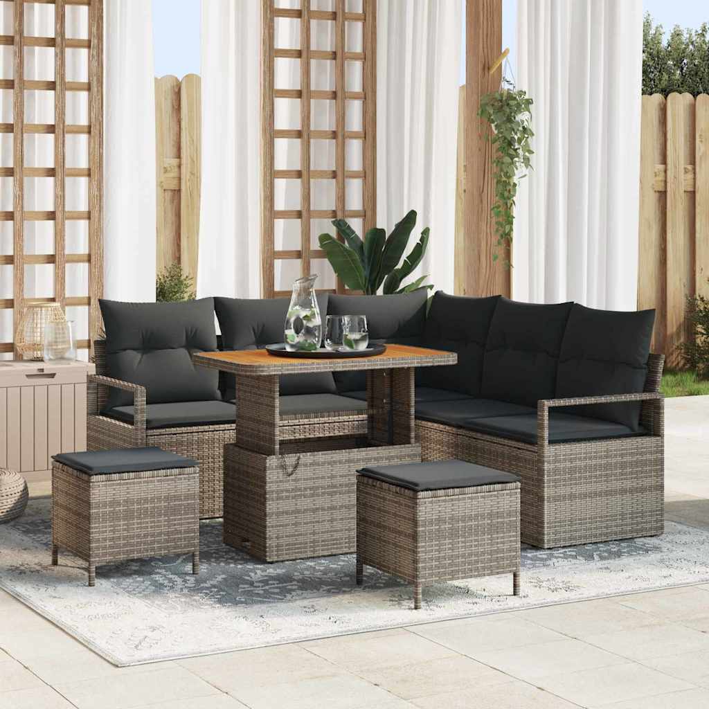 Set Divano da Giardino con cuscino 8 pcs Grigio Poly Rattan - homemem39