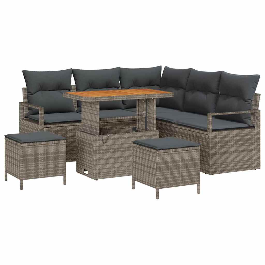 Set Divano da Giardino con cuscino 8 pcs Grigio Poly Rattan - homemem39