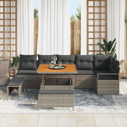 Set Divano da Giardino con cuscino 9 pcs Grigio Poly Rattan - homemem39