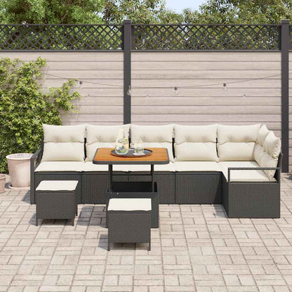Set Divano da Giardino con cuscino 9 pcs Nero Poly Rattan - homemem39