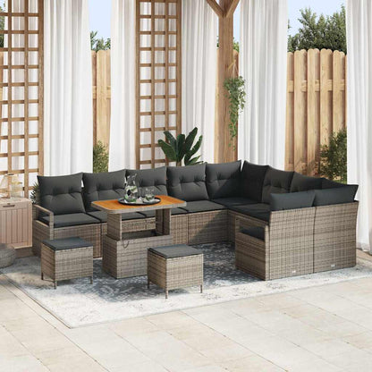 Set Divano da Giardino con cuscino 12 pcs Grigio Poly Rattan - homemem39