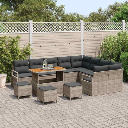 Set Divano da Giardino con cuscino 13 pcs Grigio Poly Rattan - homemem39