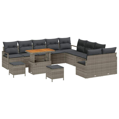Set Divano da Giardino con cuscino 13 pcs Grigio Poly Rattan - homemem39