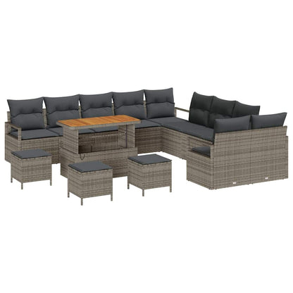 Set Divano da Giardino con cuscino 14 pcs Grigio Poly Rattan - homemem39