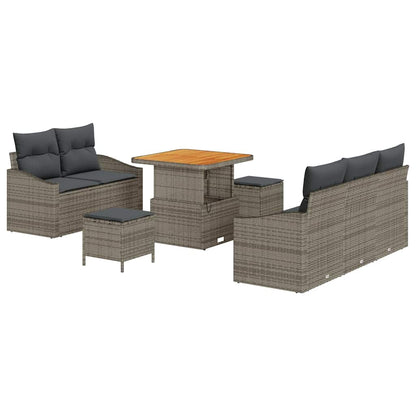 Set Divano da Giardino con cuscino 8 pcs Grigio polyrattan | homemem39