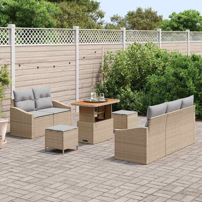 Set Divano da Giardino con cuscino 8 pcs Beige Poly Rattan - homemem39