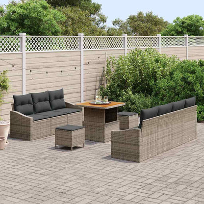 Set Divano da Giardino con cuscino 10 pcs Grigio polyrattan