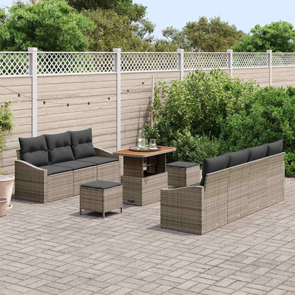 Set Divano da Giardino con cuscino 10 pcs Grigio Poly Rattan - homemem39