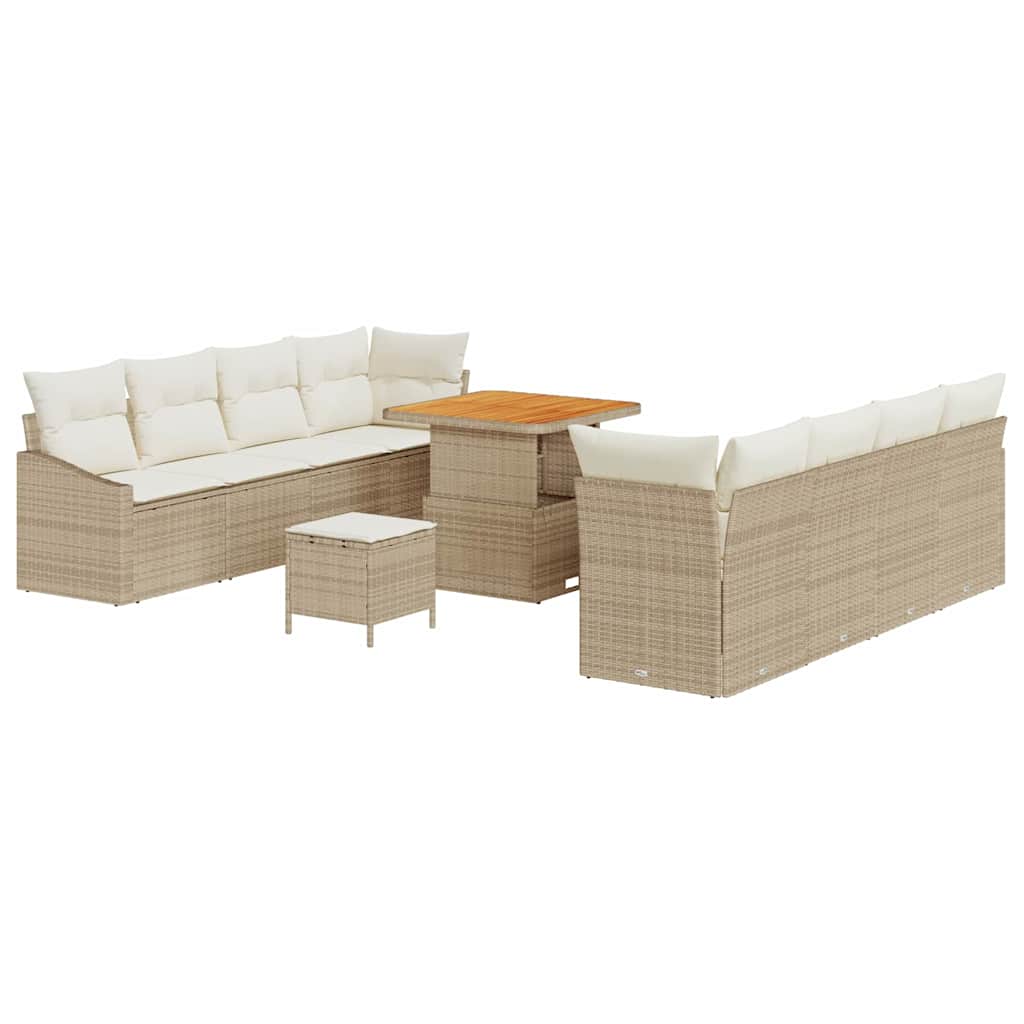 Set Divano da Giardino con cuscino 11 pcs Beige Poly Rattan - homemem39