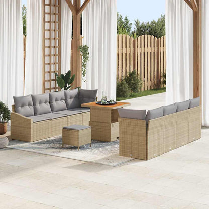 Set Divano da Giardino con cuscino 11 pcs Beige polyrattan