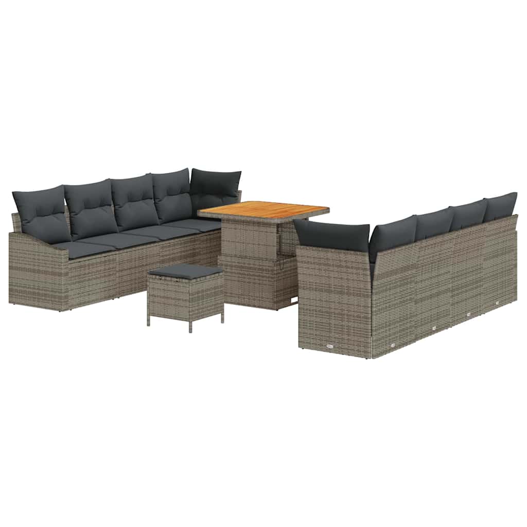 Set Divano da Giardino con cuscino 11 pcs Grigio polyrattan | homemem39