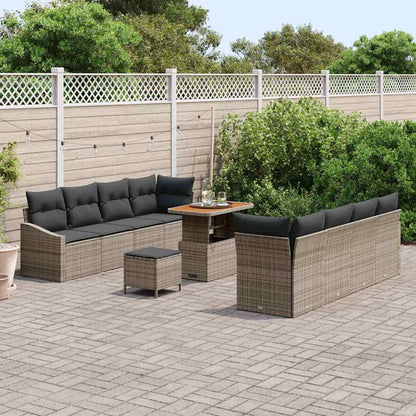 Set Divano da Giardino con cuscino 11 pcs Grigio Poly Rattan - homemem39