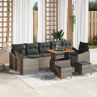 Set Divano da Giardino con cuscino 10 pcs Grigio Poly Rattan - homemem39