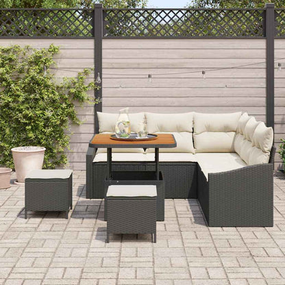 Set Divano da Giardino con cuscino 8 pcs Nero Poly Rattan - homemem39