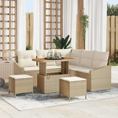 Set Divano da Giardino con cuscino 8 pcs Beige Poly Rattan - homemem39